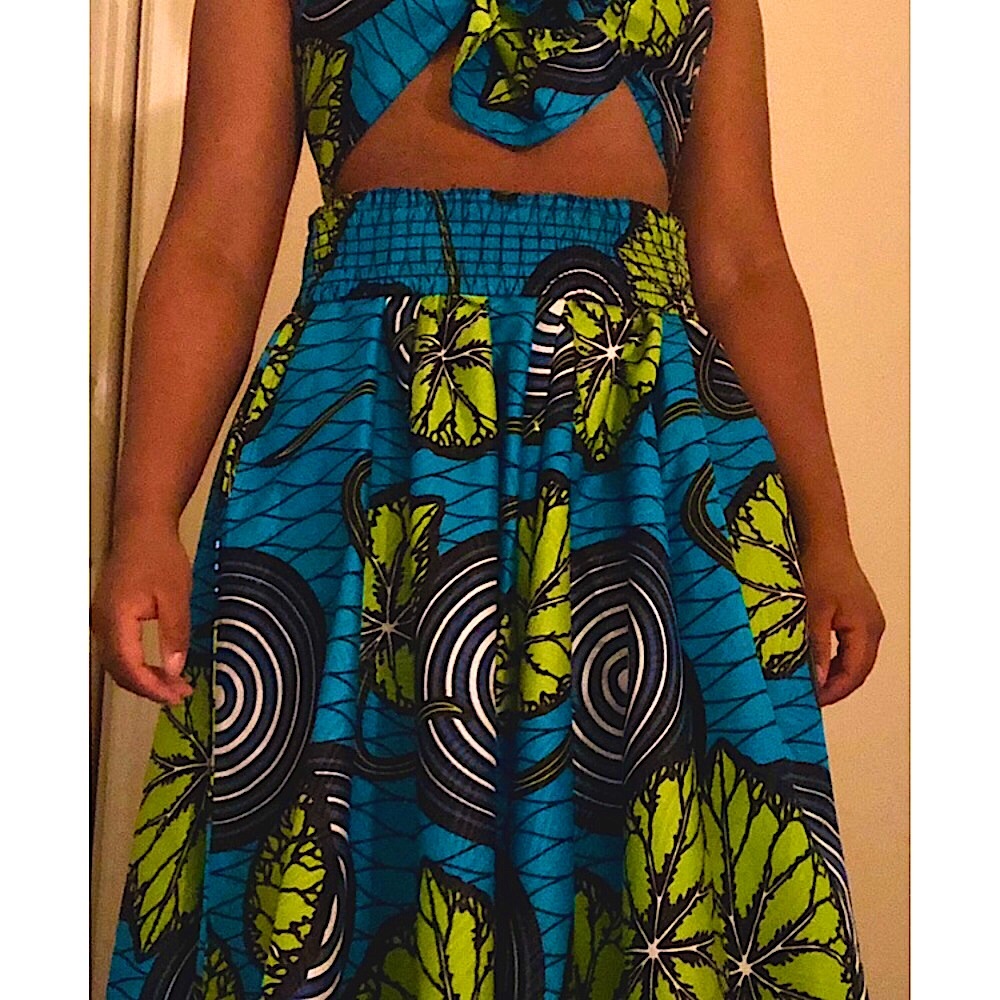 Crop top Scarf & Maxi Skirt Set (African print/ Ankara) - Picture 4 of 11